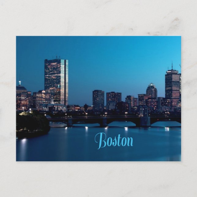 Boston Massachusetts City Skyline Vykort (Framsida)