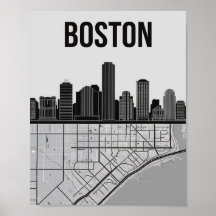Boston Massachusetts City Skyline With Karta