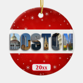 Boston Massachusetts City Travel Foton jul Julgransprydnad Keramik