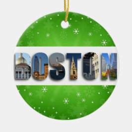 Boston Massachusetts City Travel Foton jul Julgransprydnad Keramik
