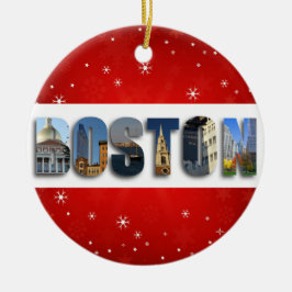 Boston Massachusetts City Travel Foton jul Julgransprydnad Keramik