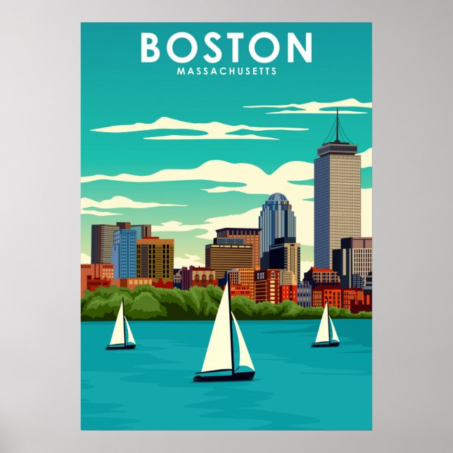 Boston Massachusetts City Travel Poster (Framsidan)