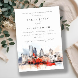 Boston Massachusetts Cityscape Bröllop-årsdag Inbjudningar