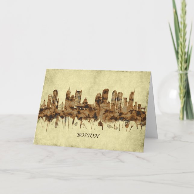 Boston Massachusetts Cityscape Helgkort (Framsida)