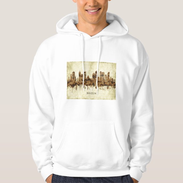 Boston Massachusetts Cityscape Hoodie (Framsida)