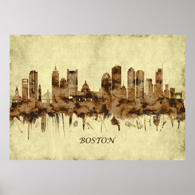 Boston Massachusetts Cityscape Poster (Framsidan)