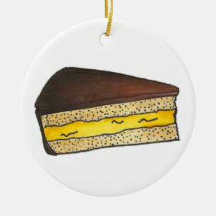 Boston Massachusetts Cream Paj Slice Dessert Julgransprydnad Keramik