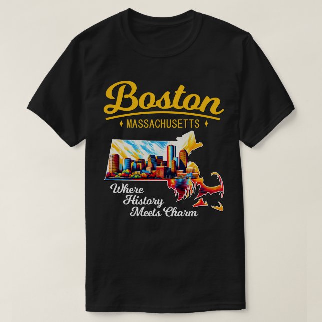 Boston Massachusetts där historik möts Charm 1 T Shirt (Design framsida)