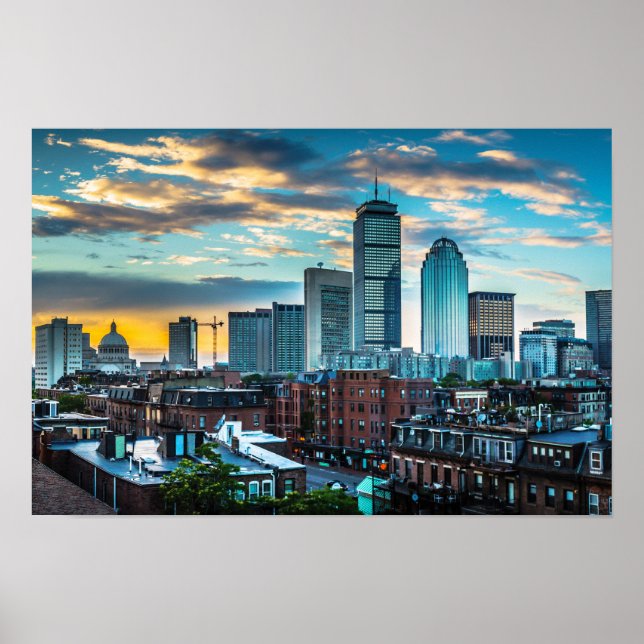 Boston Massachusetts Downtown Skyline Photo Poster (Framsidan)