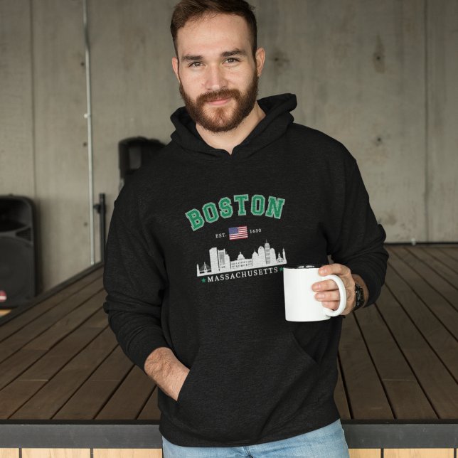 Boston Massachusetts Est. 1630 Funny Travel Hoodie (Skapare uppladdad)