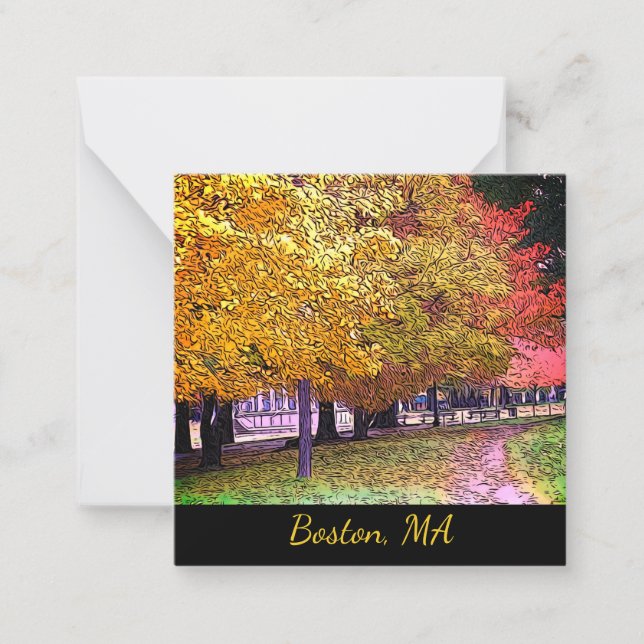 Boston, Massachusetts Fall Foliage Anteckningskort (Framsida)