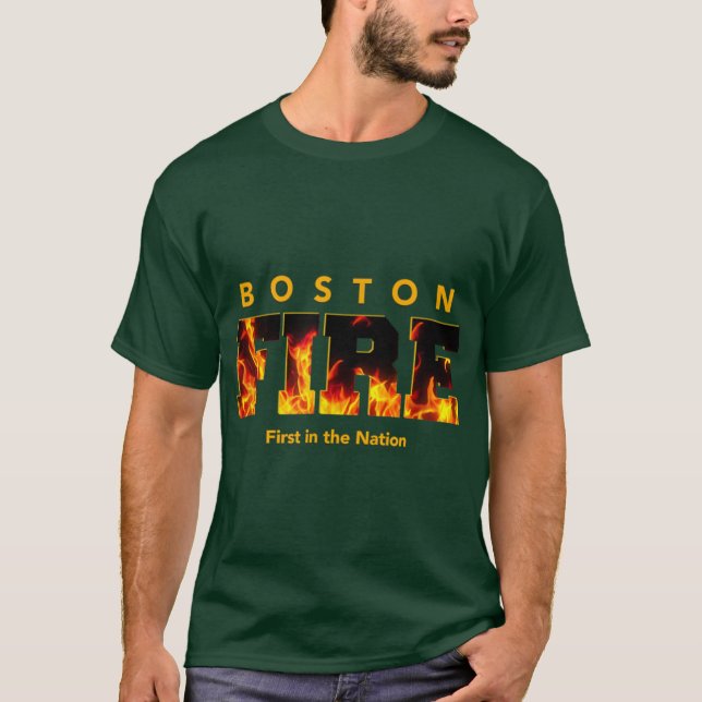 Boston Massachusetts Fire Rädding Department Firef T Shirt (Framsida)