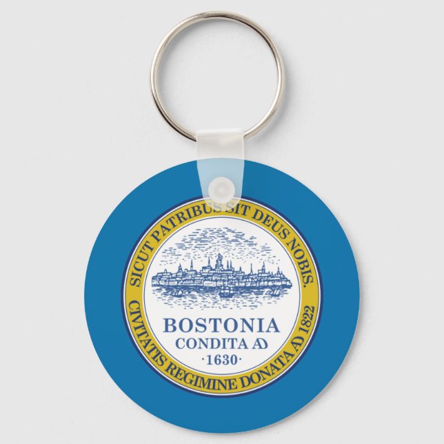 Boston (Massachusetts) flagga Keychain Nyckelring (Framsida)