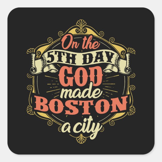 Boston Massachusetts Fyrkantigt Klistermärke (Framsida)