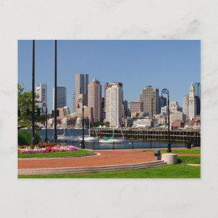Boston Massachusetts, Harbor & Skyline Postcard Vykort
