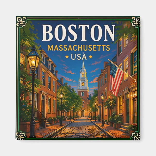 🍁 Boston Massachusetts Historiskt Besök 🍁 Magnet (Framsidan)