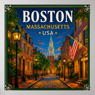 🍁 Boston Massachusetts Historiskt Besök 🍁 Poster