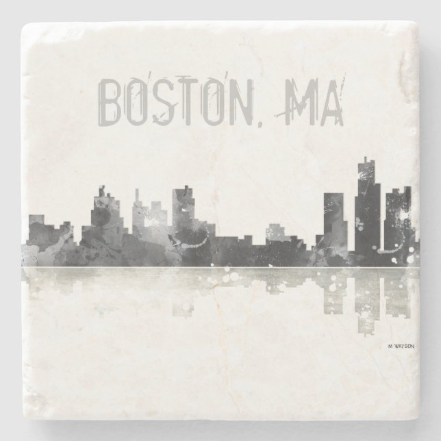 BOSTON MASSACHUSETTS HORISONT - Stome dricker Underlägg Sten (Framsidan)