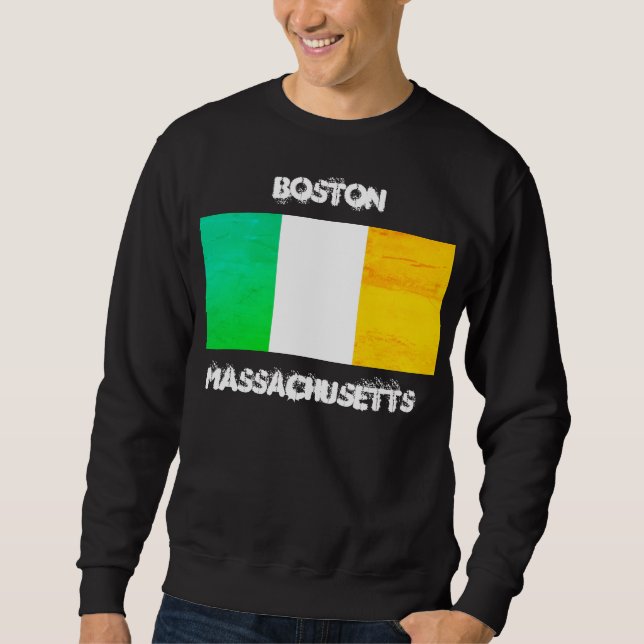 Boston Massachusetts Irländsk Flagga – Boston Souv Lång Ärmad Tröja (Framsida)