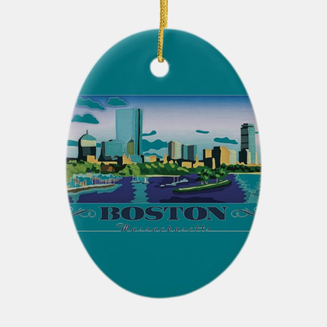 Boston, Massachusetts Julgransprydnad Keramik (Framsidan)