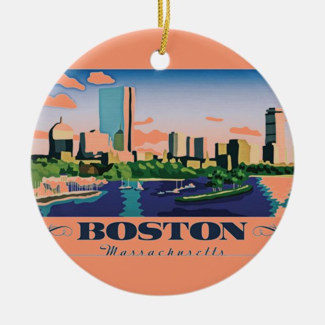 Boston, Massachusetts Julgransprydnad Keramik (Framsidan)