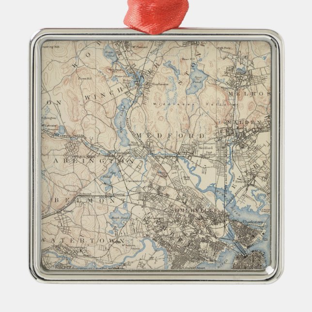 Boston Massachusetts Julgransprydnad Metall (Framsidan)