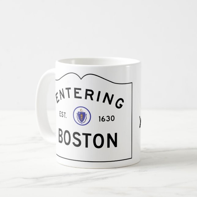 Boston Massachusetts - kaffemugg - vägskylt (Framsida vänster)