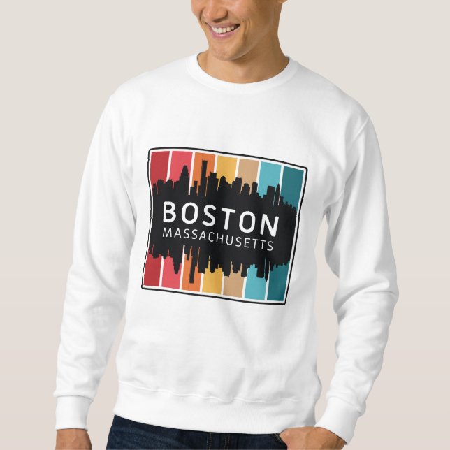 Boston Massachusetts Lång Ärmad Tröja (Framsida)