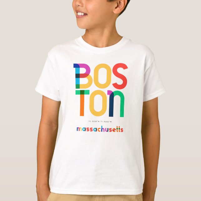Boston Massachusetts Mid Century, Pop Art. T Shirt (Framsida)
