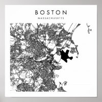 Boston Massachusetts Minimal Modern Street Karta