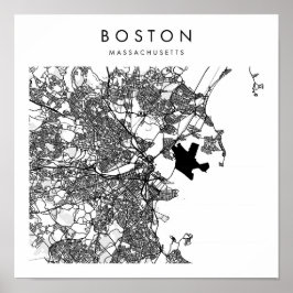 Boston Massachusetts Minimal Modern Street Karta Poster