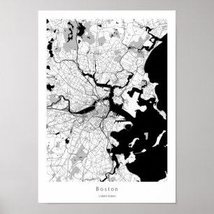Boston Massachusetts Modern Minimal White City Kar Poster