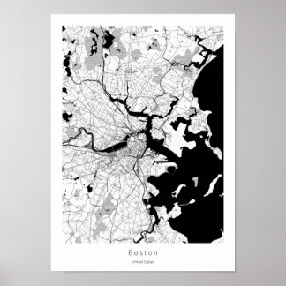 Boston Massachusetts Modern Minimal White City Kar Poster