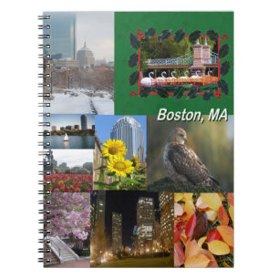 Boston, Massachusetts Photo Collage Anteckningsbok Med Spiral