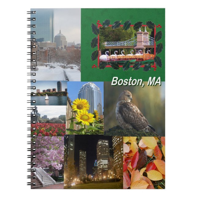 Boston, Massachusetts Photo Collage Anteckningsbok Med Spiral (Framsidan)