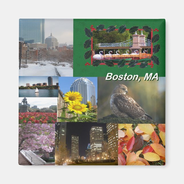 Boston, Massachusetts Photo Collage Magnet (Framsidan)