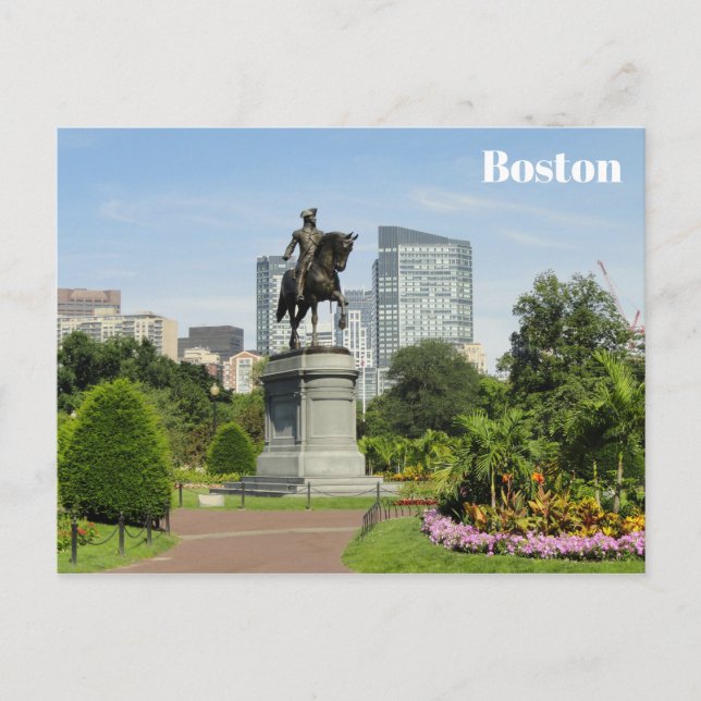 Boston Massachusetts Public Garden Travel Photo Vykort (Framsida)