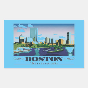 Boston, Massachusetts Rektangulärt Klistermärke