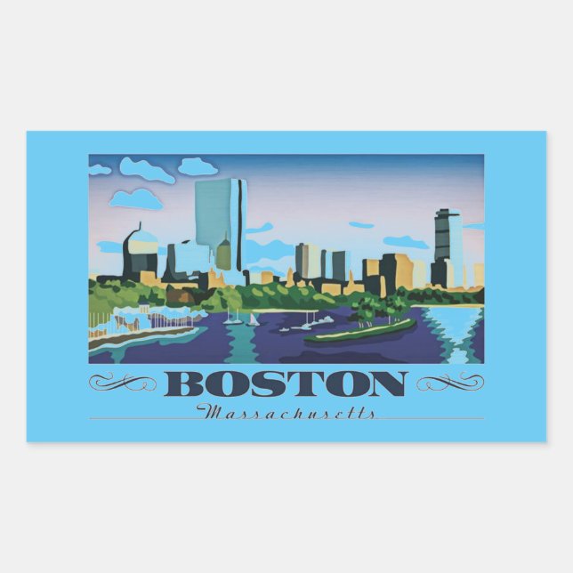 Boston, Massachusetts Rektangulärt Klistermärke (Framsida)
