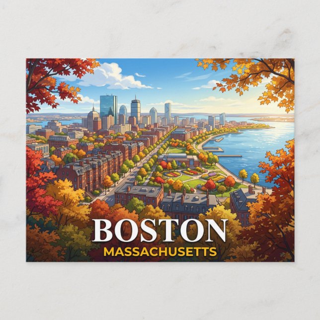 Boston Massachusetts Resa Vykort (Framsida)