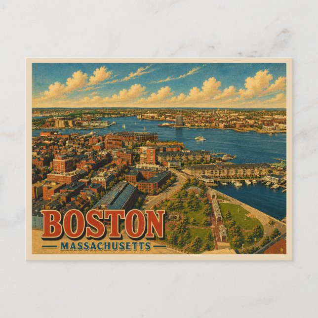 Boston Massachusetts Resa Vykort (Framsida)