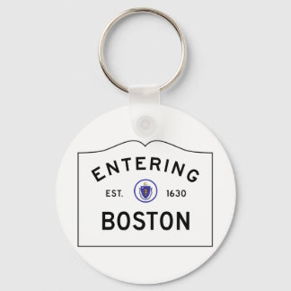 Boston Massachusetts Road Sign Keychain Nyckelring