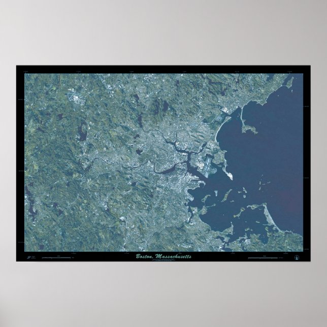 Boston, Massachusetts satellitaffisch Poster (Framsidan)
