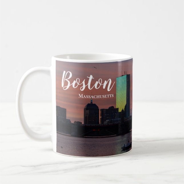 Boston Massachusetts Silhuett Kaffe Mugg (Vänster)