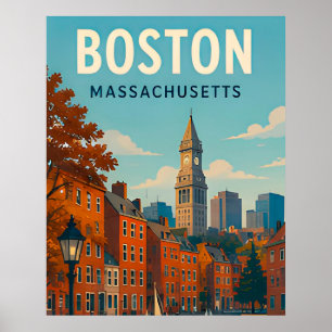 Boston Massachusetts Siluett Historisk Resminne Poster