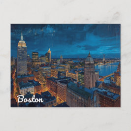 Boston Massachusetts Siluett Konst Vykort