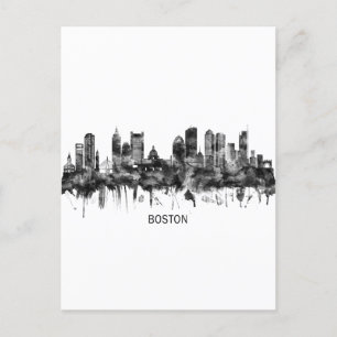 Boston Massachusetts Skyline BW Helg Vykort
