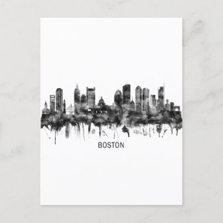 Boston Massachusetts Skyline BW Helg Vykort