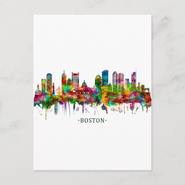 Boston Massachusetts Skyline Helg Vykort (Framsida)