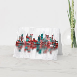 Boston Massachusetts Skyline Helgkort
